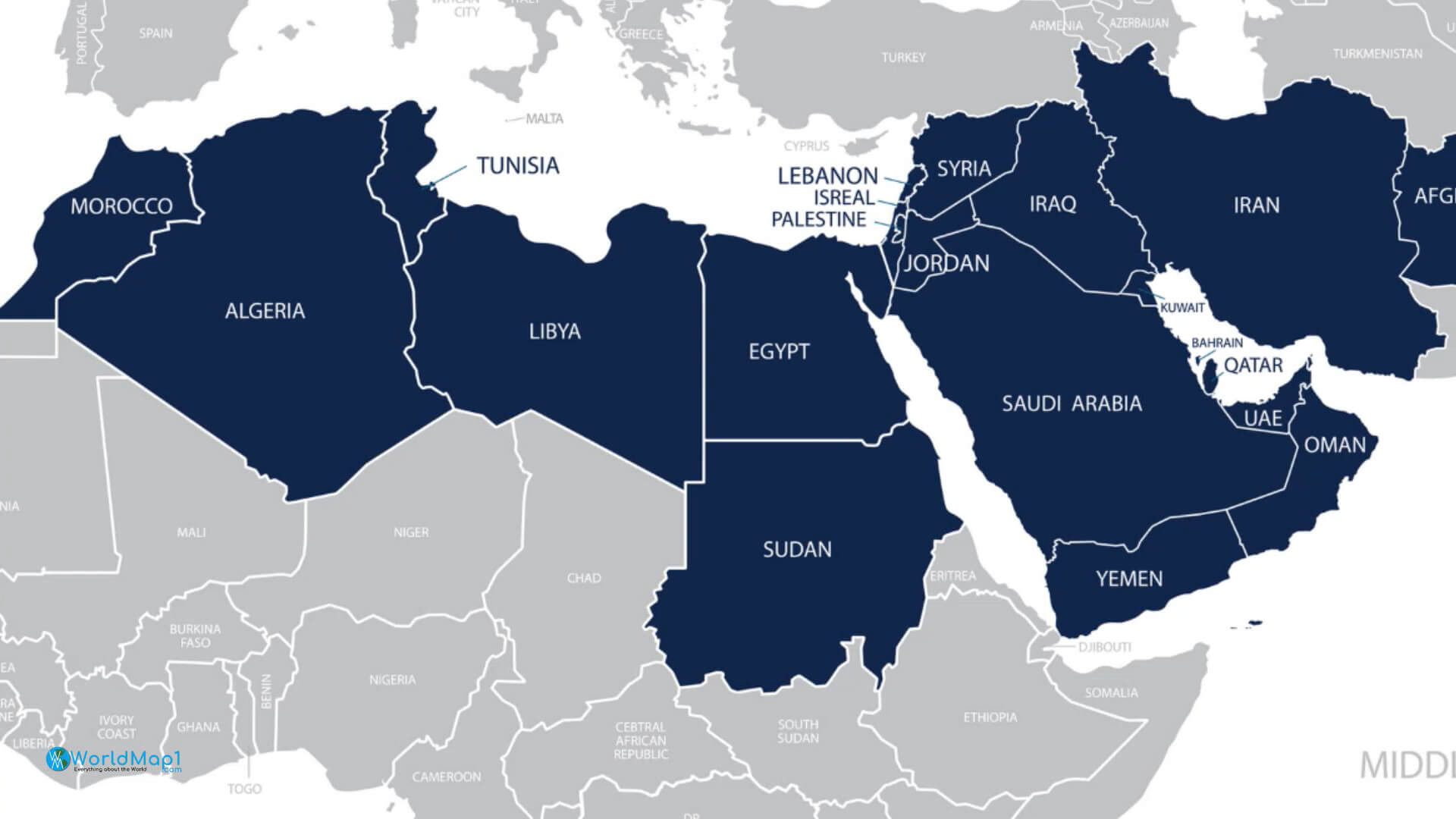 Qatar Middle East and North Africa Map